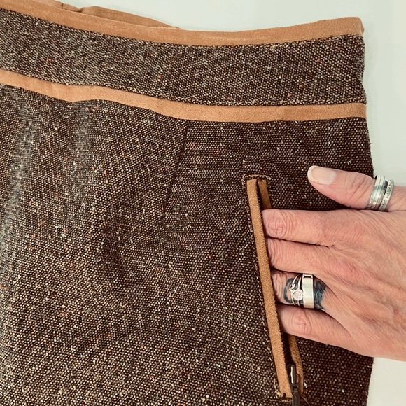 BOB TIMBERLAKE-Wool blend skirt Brown Speckled boho zip pockets Lagenlook Sz 12 - Picture 3 of 16